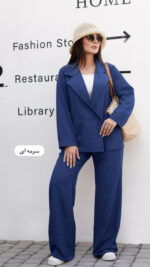 کت و شلوار زنانه جنس صوفیا زیپی ، ست کت و شلوار زنانه خنک - تصویر 4