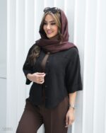 شومیز زنانه جنس لیوسل ، شومیز جلو بسته آستین پاکتی ، شومیز زنانه - تصویر 2