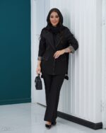 مانتو کتی زنانه جنس بزیاق ، مانتو یقه انگلیسی آستین پاکتی زنانه ، کت زنانه - تصویر 3