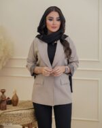 مانتو کتی زنانه جنس بزیاق ، مانتو یقه انگلیسی آستین پاکتی زنانه ، کت زنانه - تصویر 4