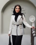 تک کت و کمربند چرمی اسپرت زنانه ، تک کت زنانه