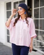 شومیز آستین رگلان جنس پری شیشه ای ، شومیز خنک زنانه - تصویر 6