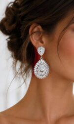 گوشواره جواهری مجلسی استیل ، گوشواره مجلسی