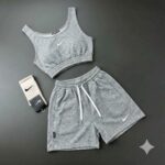 ست نیمتنه و شورتک ورزشی نایک ، نیم تنه و شورتک ورزشی ، ست Nike , ست ورزشی زنانه ، ست باشگاهی زنانه نایک - تصویر 4